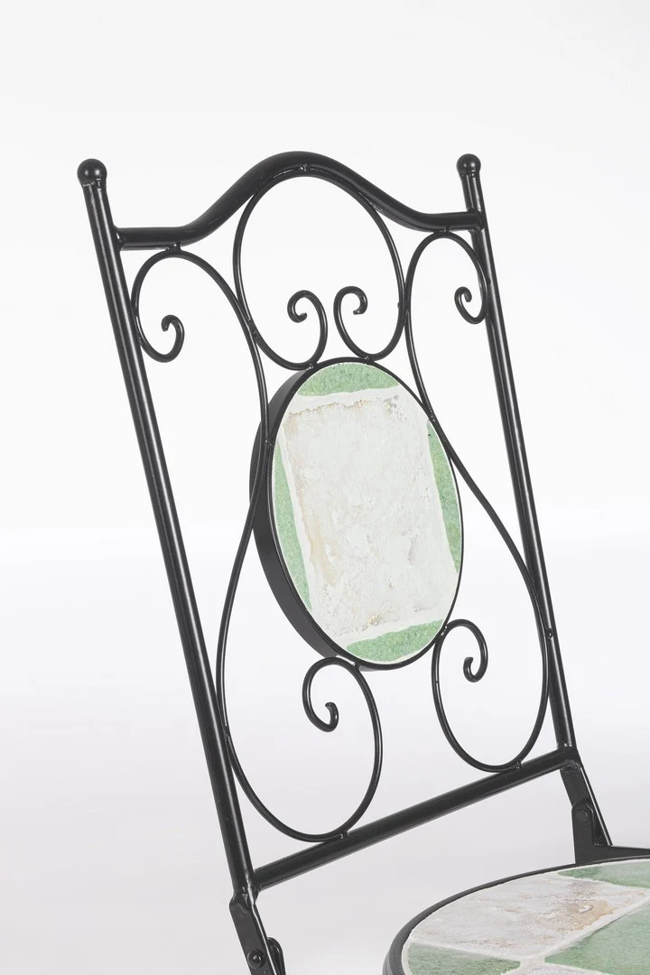 Set di 2 Sedie Pieghevoli da Esterno in Acciaio con Decoro in Ceramica - LOIRE