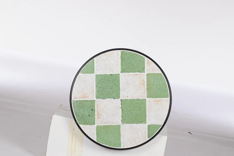 Set di 2 Sedie Pieghevoli da Esterno in Acciaio con Decoro in Ceramica - LOIRE