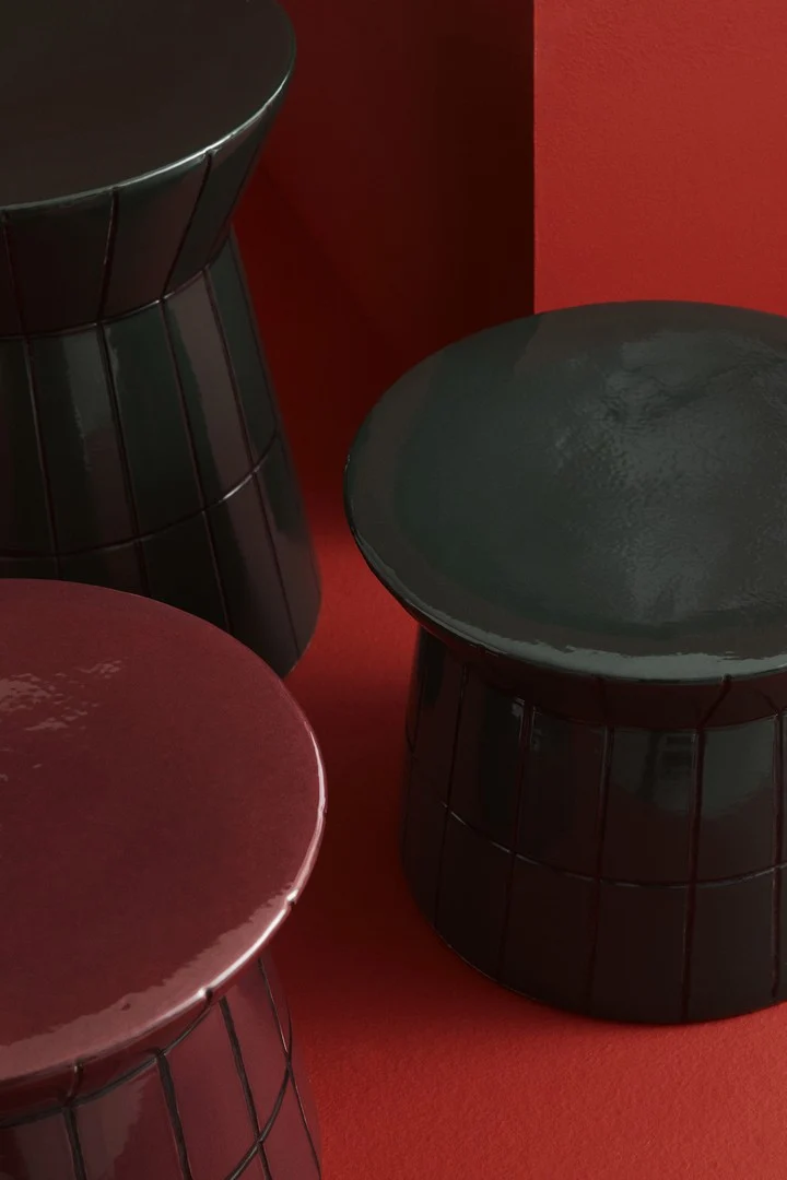 Tavolino decorativo in terracotta smaltata verde fatto a mano - ABBES
