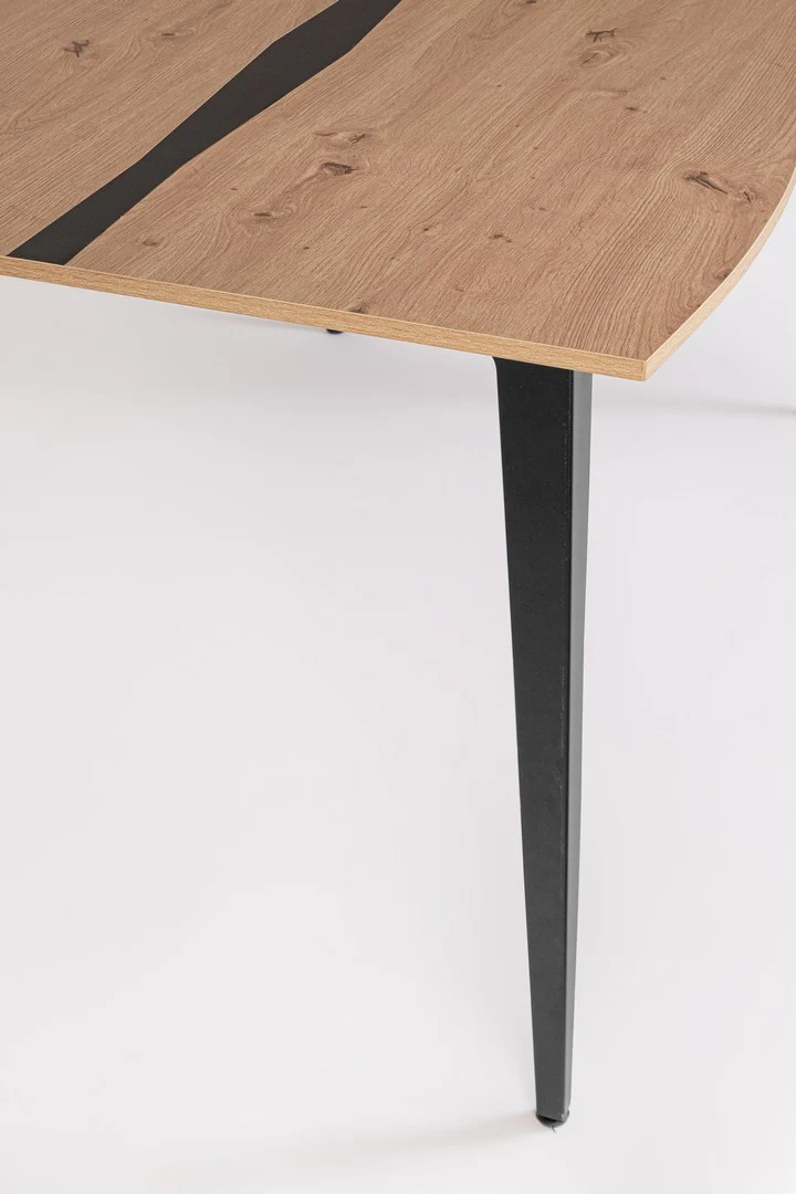 Tavolo da pranzo piano effetto legno con gambe in acciaio nero - MELYS