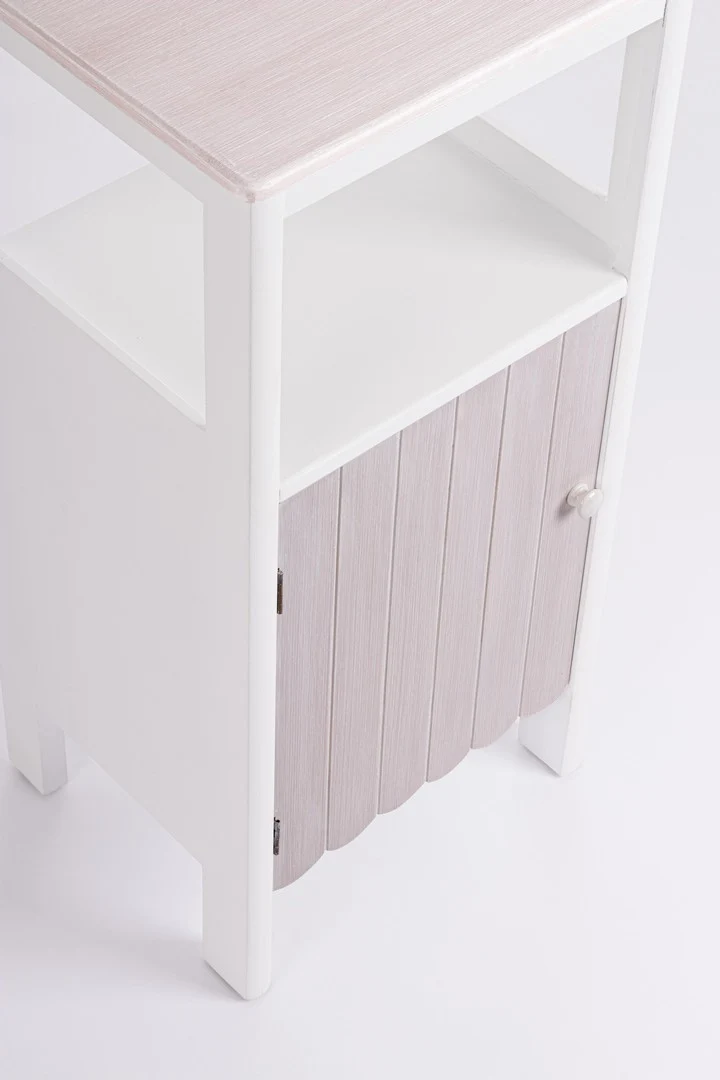 Mobiletto da Bagno in MDF 1 Anta con Ripiano Bianco Beige - FAYEL