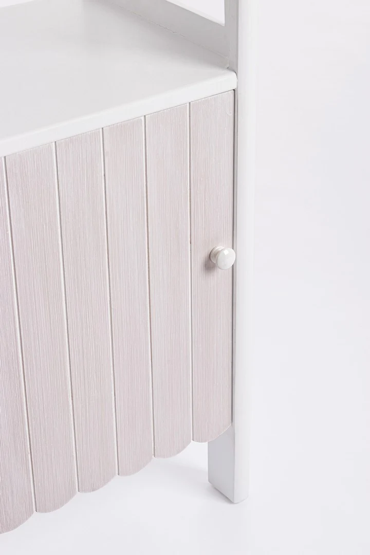 Mobiletto da Bagno in MDF 1 Anta con Ripiano Bianco Beige - FAYEL