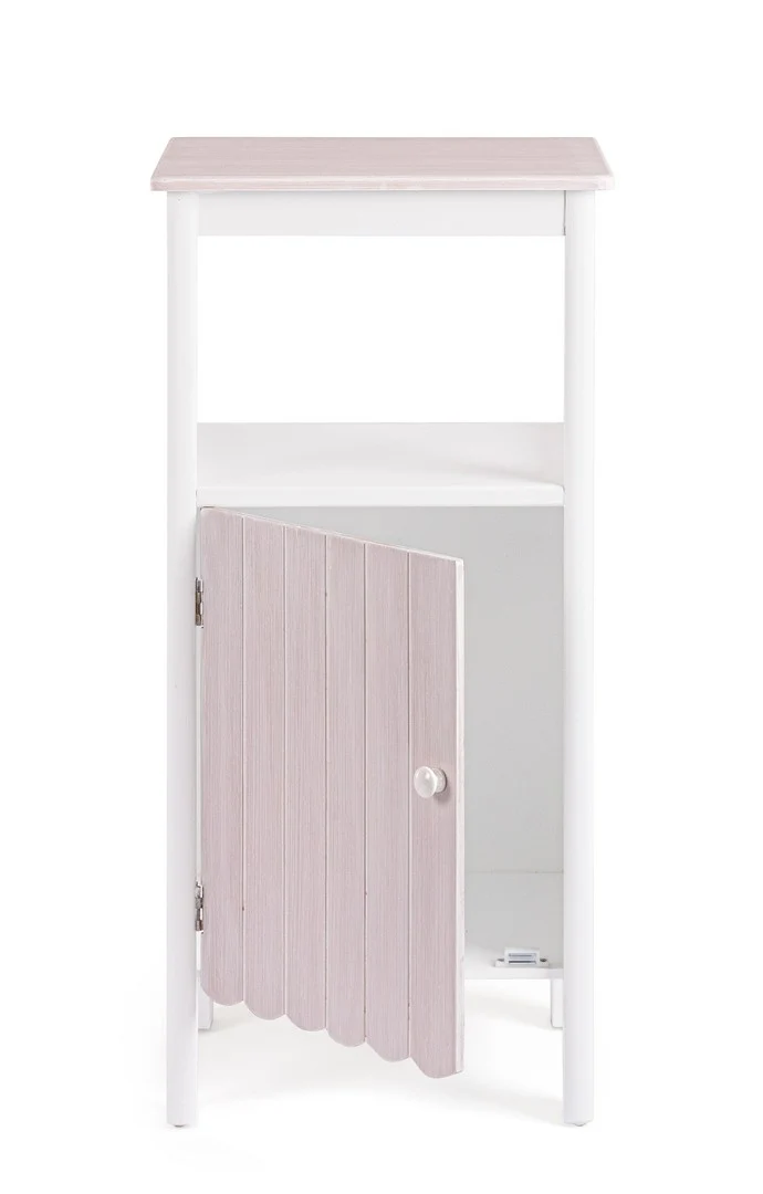 Mobiletto da Bagno in MDF 1 Anta con Ripiano Bianco Beige - FAYEL