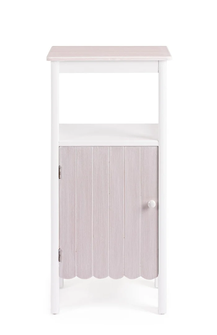 Mobiletto da Bagno in MDF 1 Anta con Ripiano Bianco Beige - FAYEL