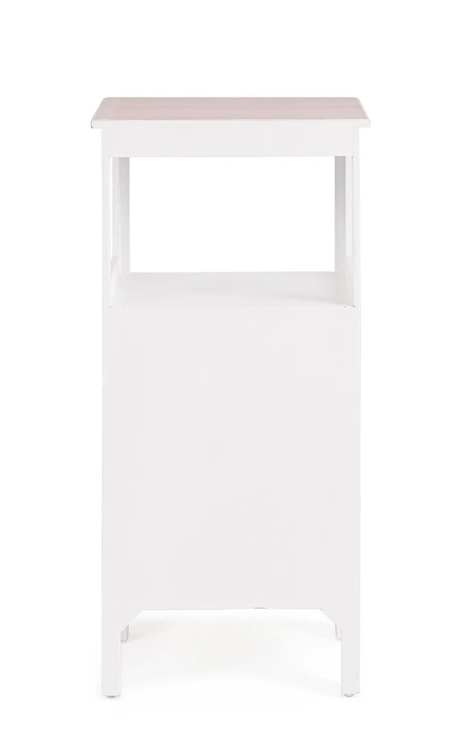 Mobiletto da Bagno in MDF 1 Anta con Ripiano Bianco Beige - FAYEL