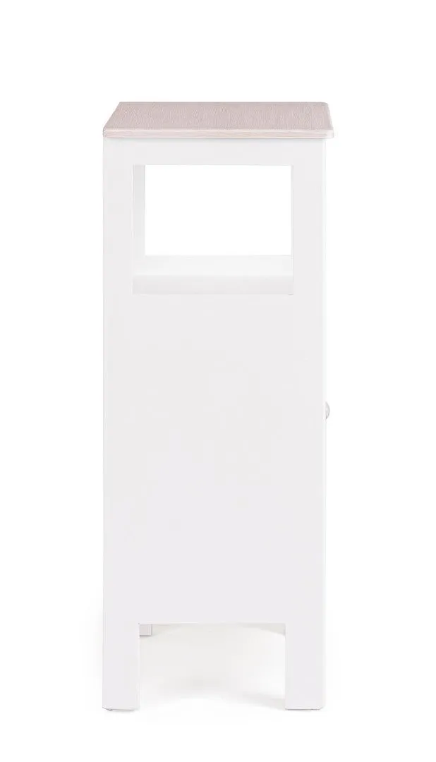 Mobiletto da Bagno in MDF 1 Anta con Ripiano Bianco Beige - FAYEL