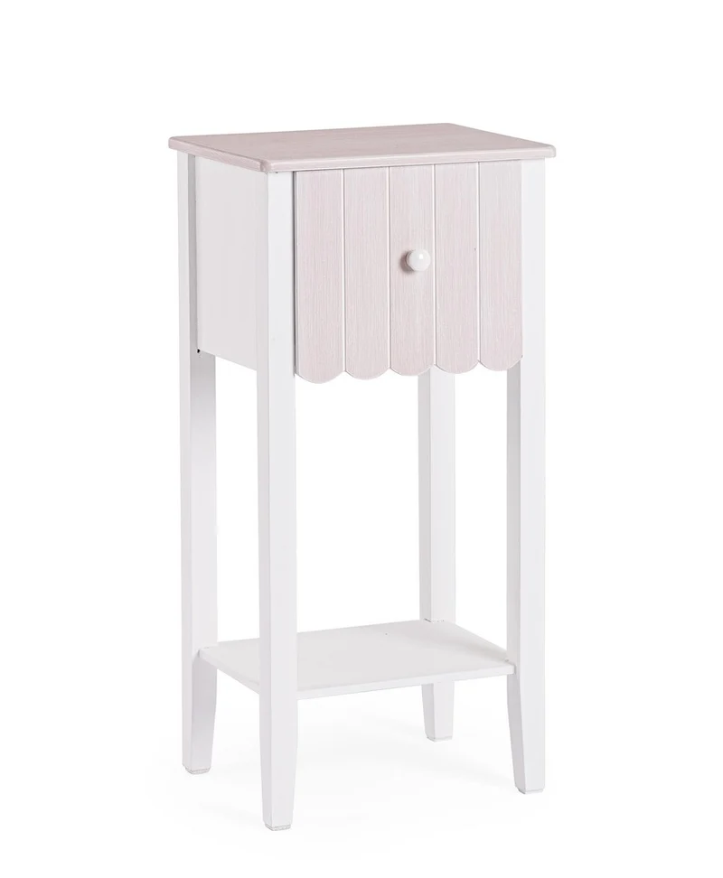 Mobiletto in Legno con 1 Cassetto e Ripiano Stile Shabby Chic - FAYEL