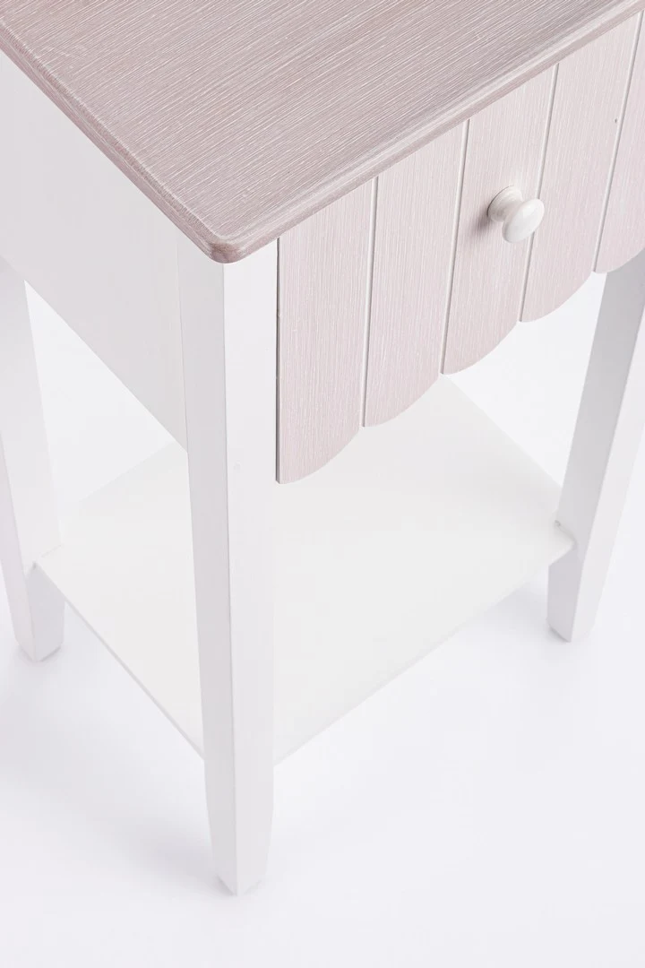 Mobiletto in Legno con 1 Cassetto e Ripiano Stile Shabby Chic - FAYEL