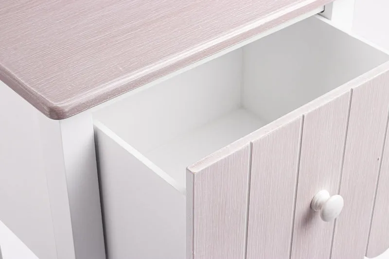 Mobiletto in Legno con 1 Cassetto e Ripiano Stile Shabby Chic - FAYEL
