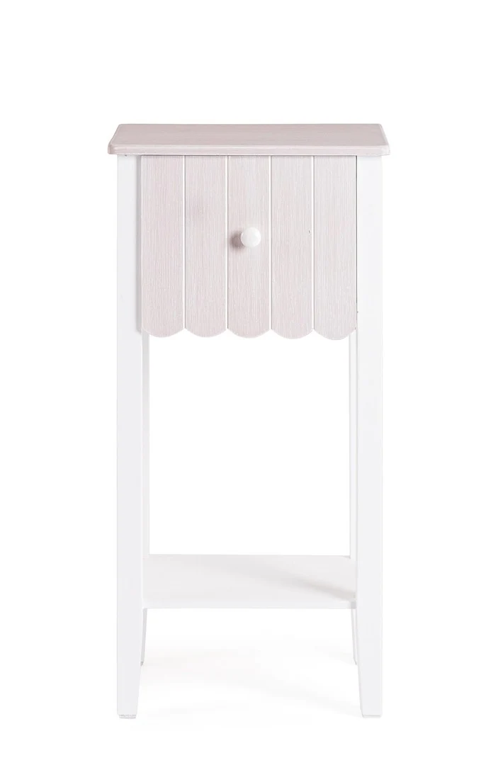 Mobiletto in Legno con 1 Cassetto e Ripiano Stile Shabby Chic - FAYEL