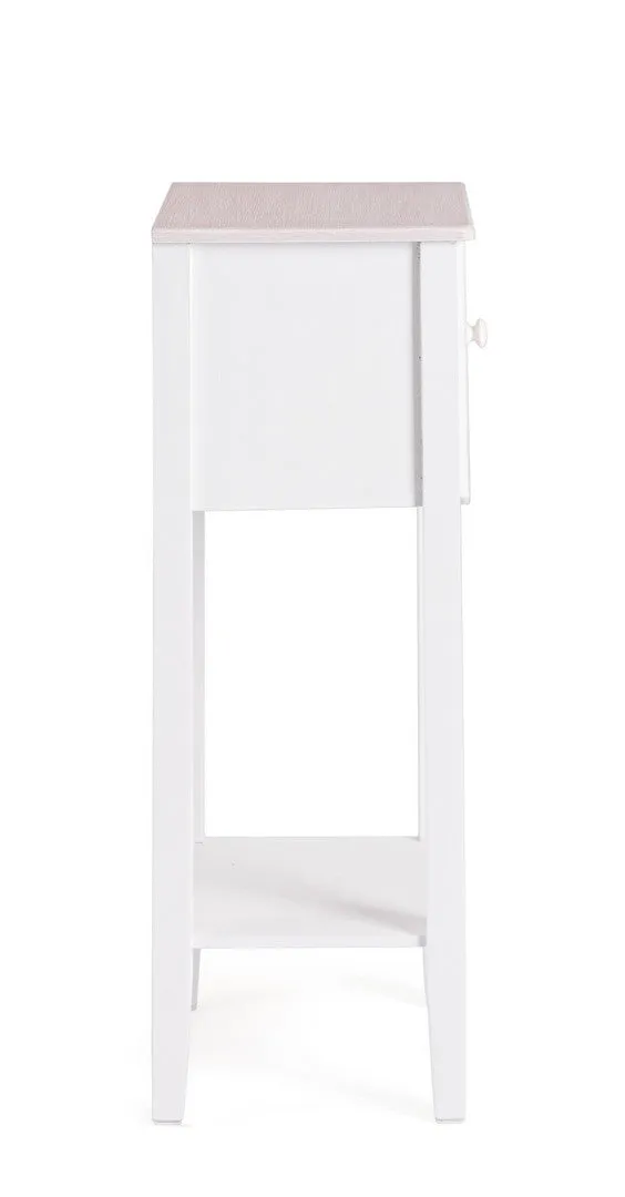 Mobiletto in Legno con 1 Cassetto e Ripiano Stile Shabby Chic - FAYEL