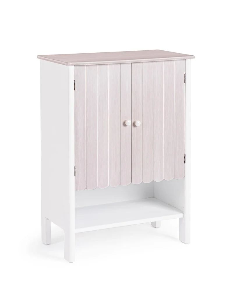 Credenza 2 Ante in Legno Bianco e Beige Stile Shabby - FAYEL
