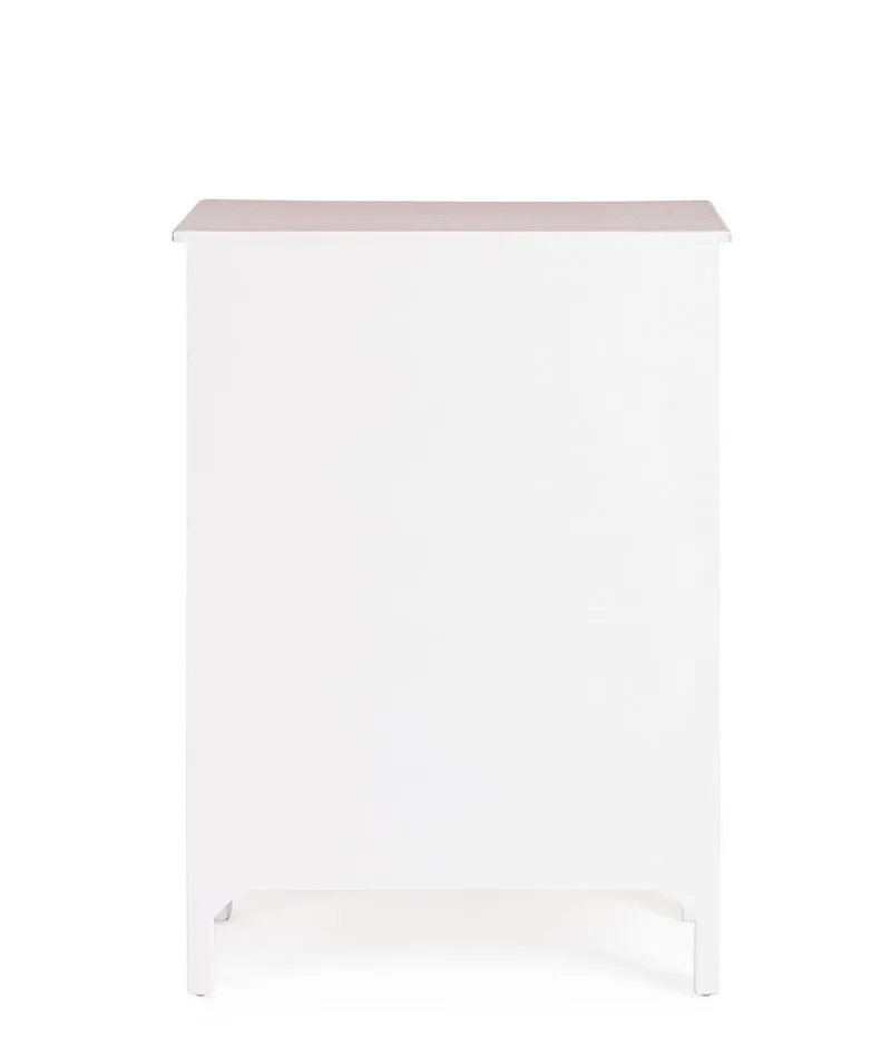 Credenza 2 Ante in Legno Bianco e Beige Stile Shabby - FAYEL