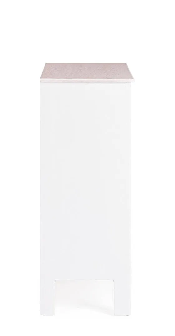 Credenza 2 Ante in Legno Bianco e Beige Stile Shabby - FAYEL