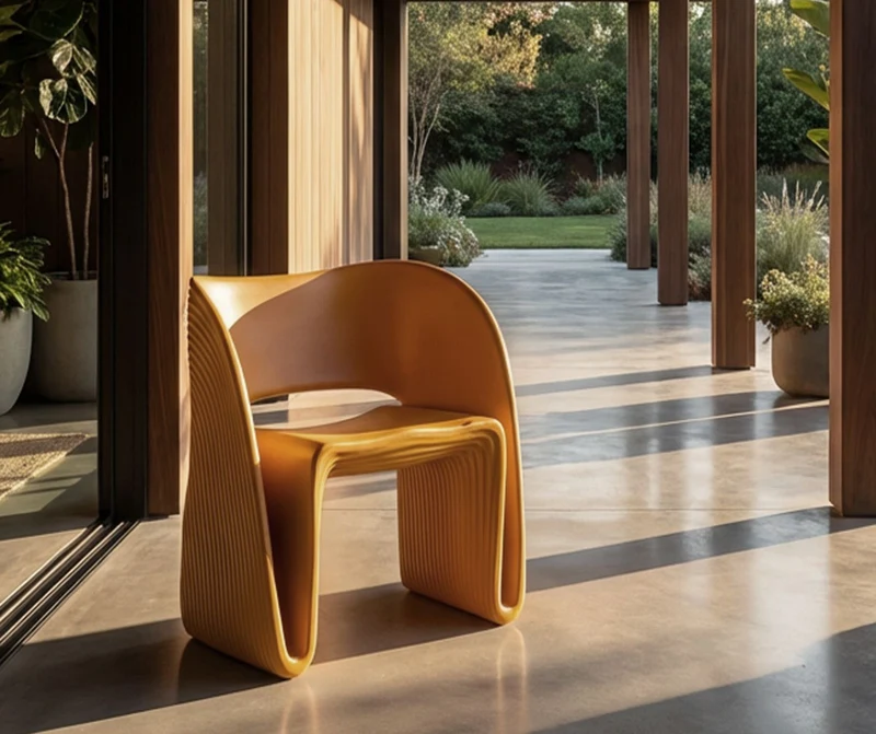 Poltrona imbottita senape design contemporaneo 65x57x76 cm - SAND