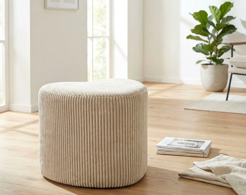 Pouf a Forma di Cuore con Tessuto Plissettato 49x45x42 cm - HEART