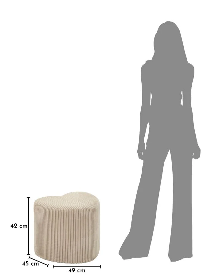 Pouf a Forma di Cuore con Tessuto Plissettato 49x45x42 cm - HEART