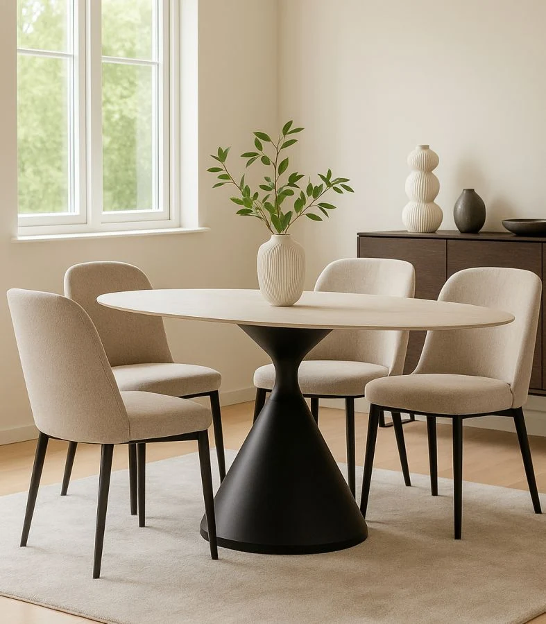 Tavolo da pranzo moderno con piano effetto marmo 180x90 - SPACE