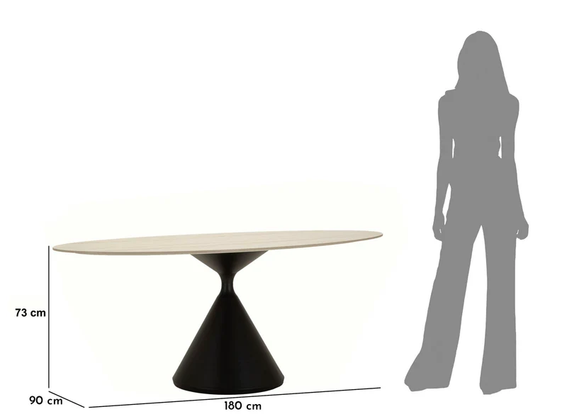 Tavolo da pranzo moderno con piano effetto marmo 180x90 - SPACE