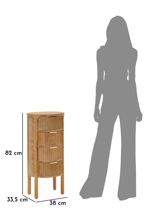 Cassettiera 3 cassetti in legno naturale 38x33x82 cm - GOTEBORG