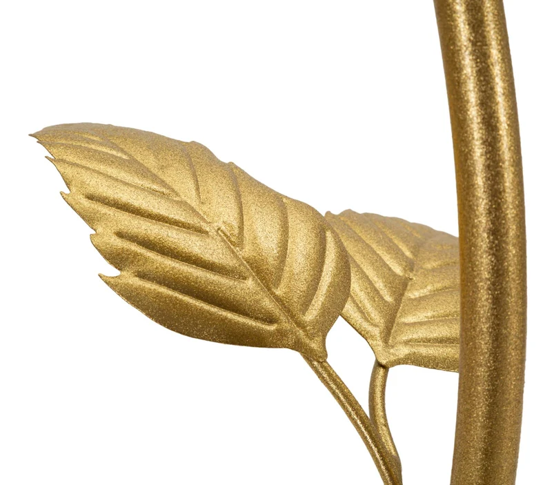Tavolino rotondo 3 ripiani dorato con motivi foglie 54x69 cm - LEAF