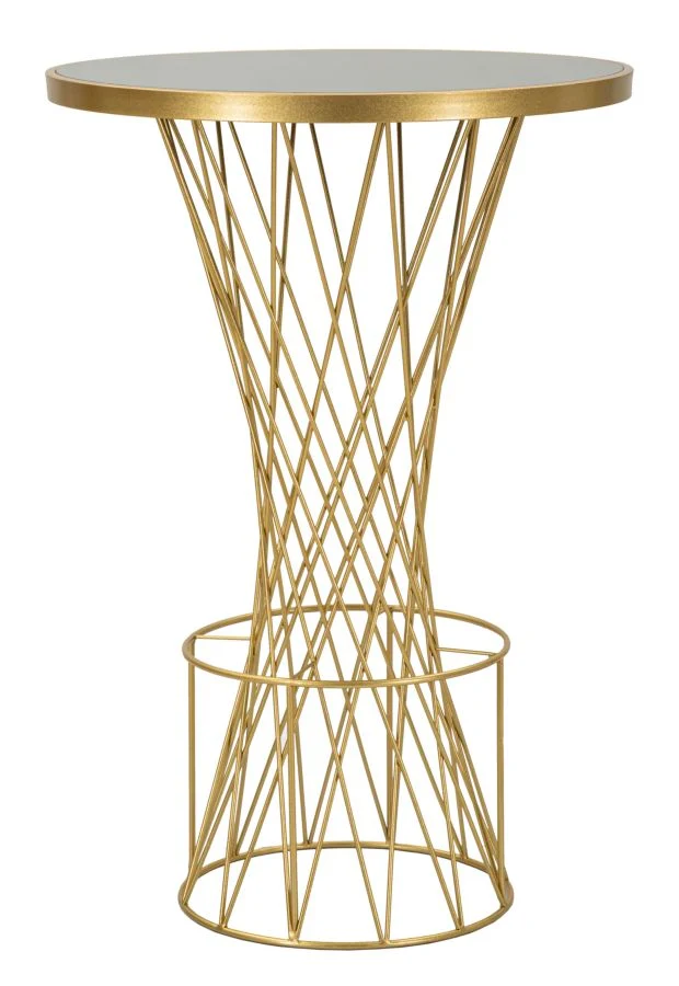 Tavolo da bar rotondo oro intrecciato 70x103 cm - TOWER