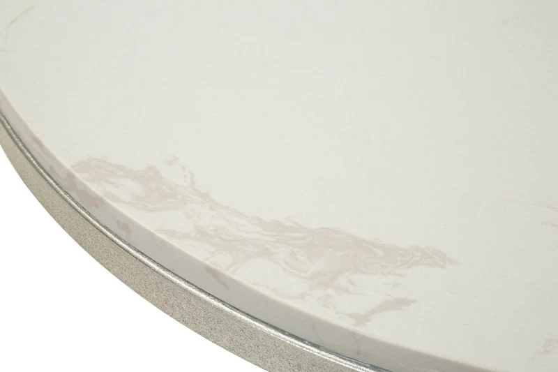 Tavolino rotondo in metallo con piano effetto marmo 56x68 cm - ISTANBUL