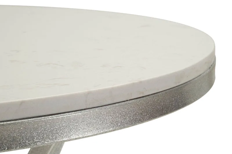 Tavolino rotondo in metallo con piano effetto marmo 56x68 cm - ISTANBUL