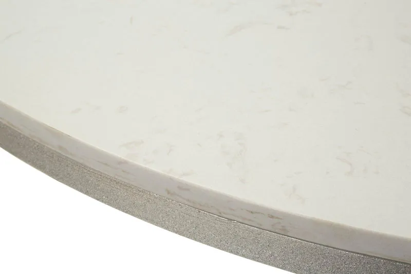 Tavolo da pranzo rotondo effetto marmo con struttura argentata - ISTANBUL