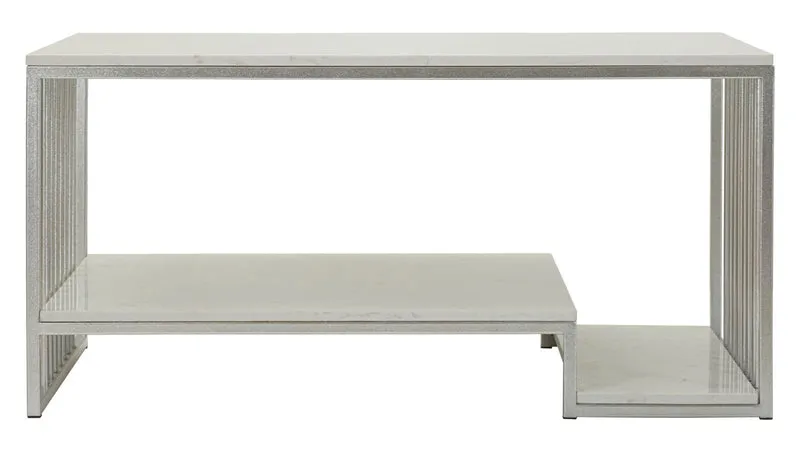 Tavolino da caffè con doppio piano effetto marmo 90x60x45 - KAYSERI