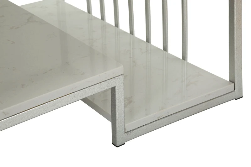 Tavolino da caffè con doppio piano effetto marmo 90x60x45 - KAYSERI