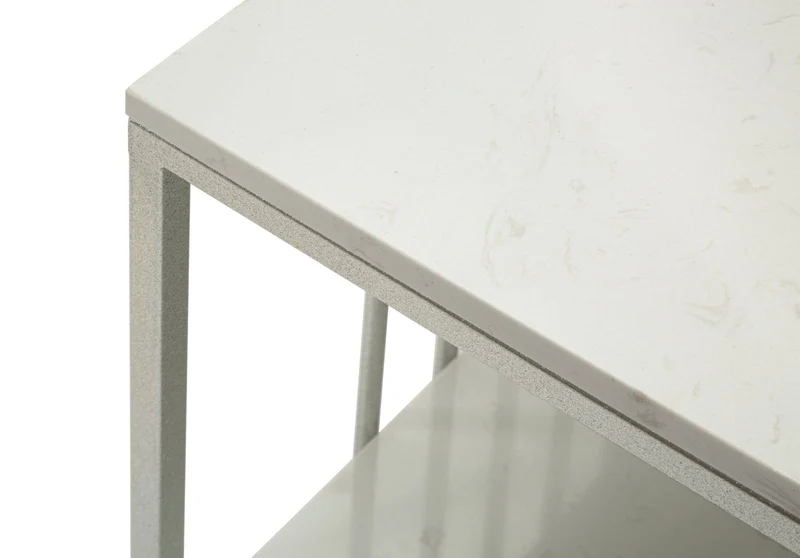Tavolino da caffè con doppio piano effetto marmo 90x60x45 - KAYSERI