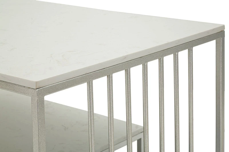 Tavolino da caffè con doppio piano effetto marmo 90x60x45 - KAYSERI