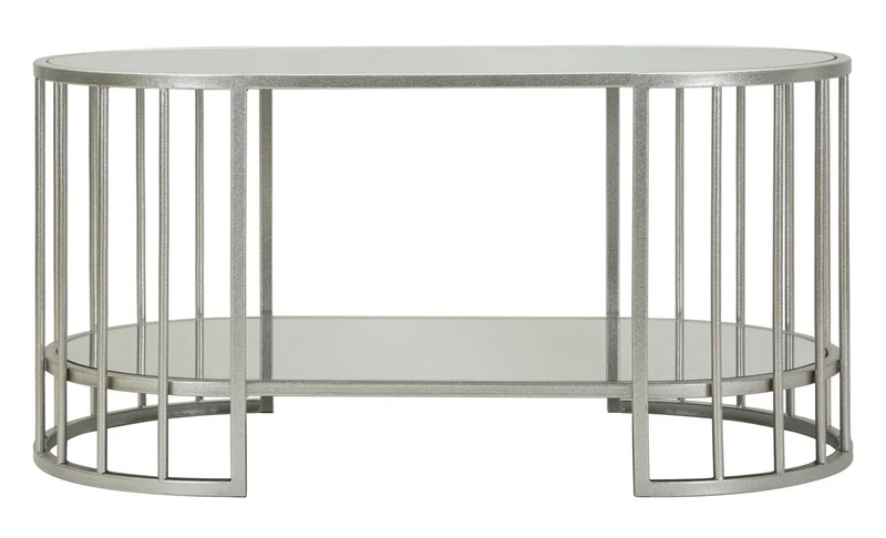 Tavolino da caffè in metallo con piano effetto marmo 90x50 - SMIRNE