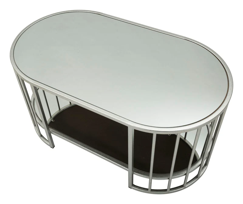 Tavolino da caffè in metallo con piano effetto marmo 90x50 - SMIRNE