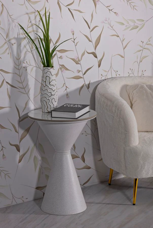 Tavolino rotondo bianco doppio piano diametro 44,5 cm altezza 63 cm - TAVOLINETTO WHITE DOUBLE
