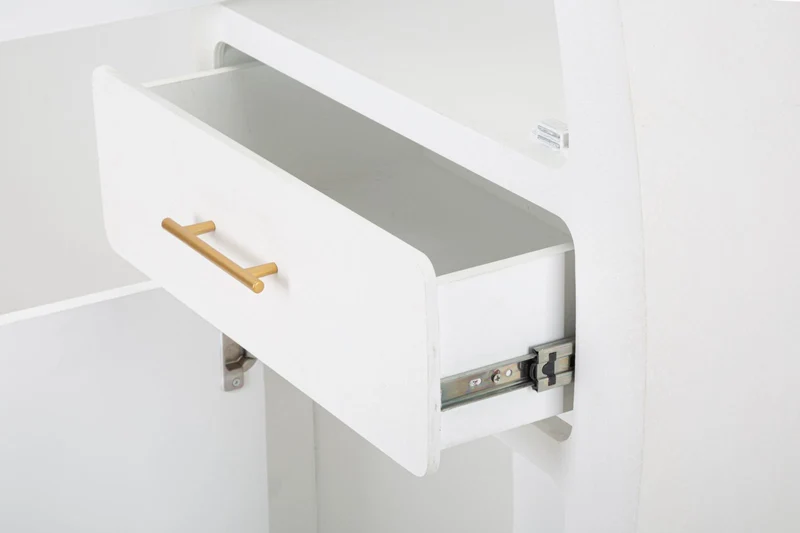 Mobiletto 2 Ante con Cassetto in Legno Bianco Gambe Dorate - VENUS