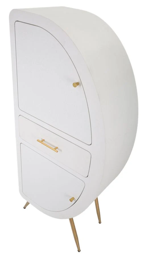 Mobiletto 2 Ante con Cassetto in Legno Bianco Gambe Dorate - VENUS