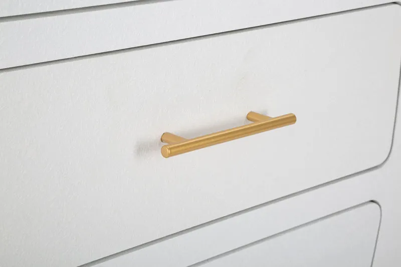 Mobiletto 2 Ante con Cassetto in Legno Bianco Gambe Dorate - VENUS