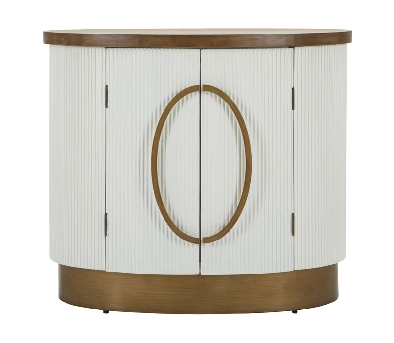 Mobiletto 2 Ante in Legno Bianco con Decorazioni in Rilievo 79x48x67 cm - TOLOSA