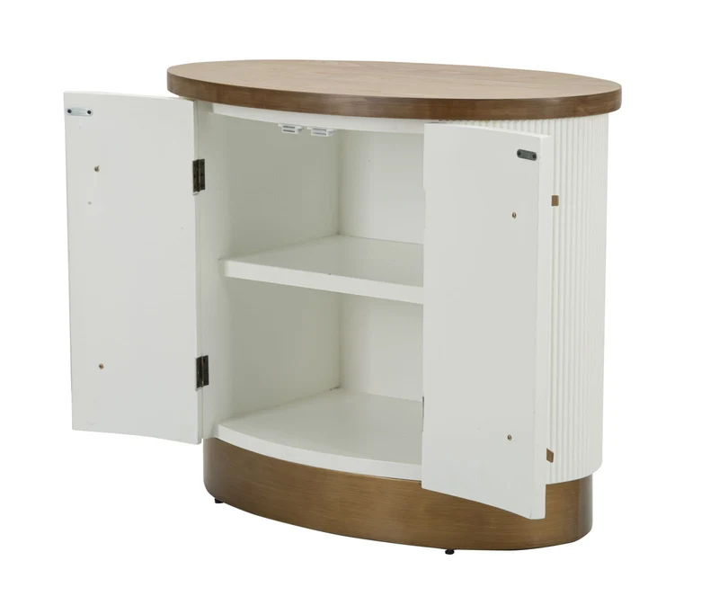 Mobiletto 2 Ante in Legno Bianco con Decorazioni in Rilievo 79x48x67 cm - TOLOSA