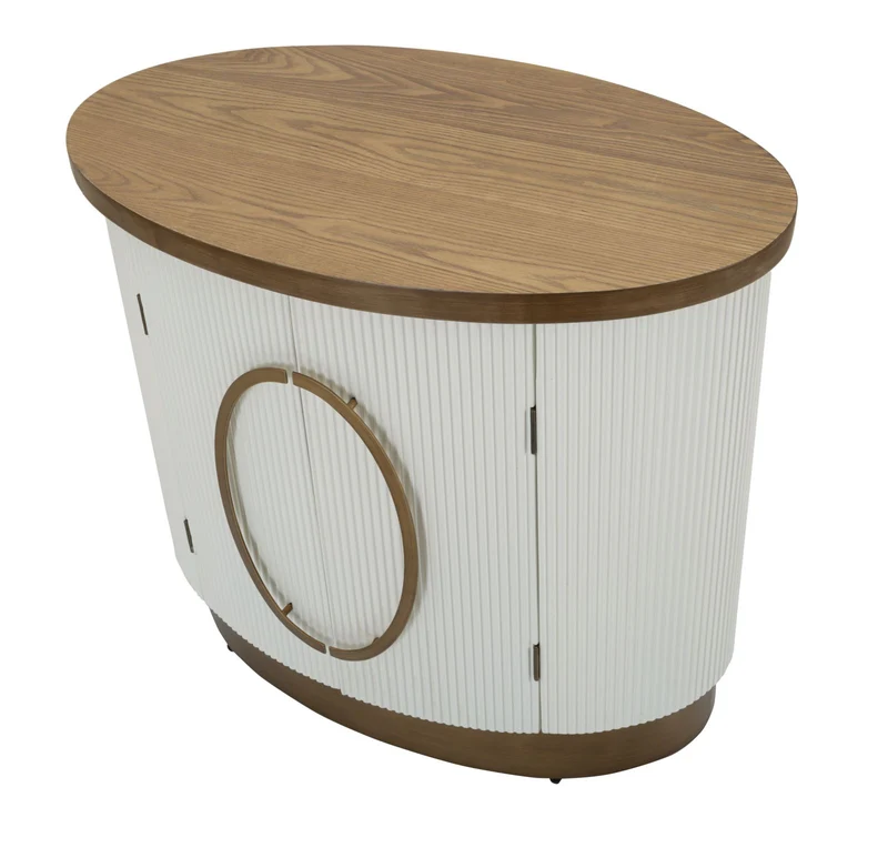 Mobiletto 2 Ante in Legno Bianco con Decorazioni in Rilievo 79x48x67 cm - TOLOSA