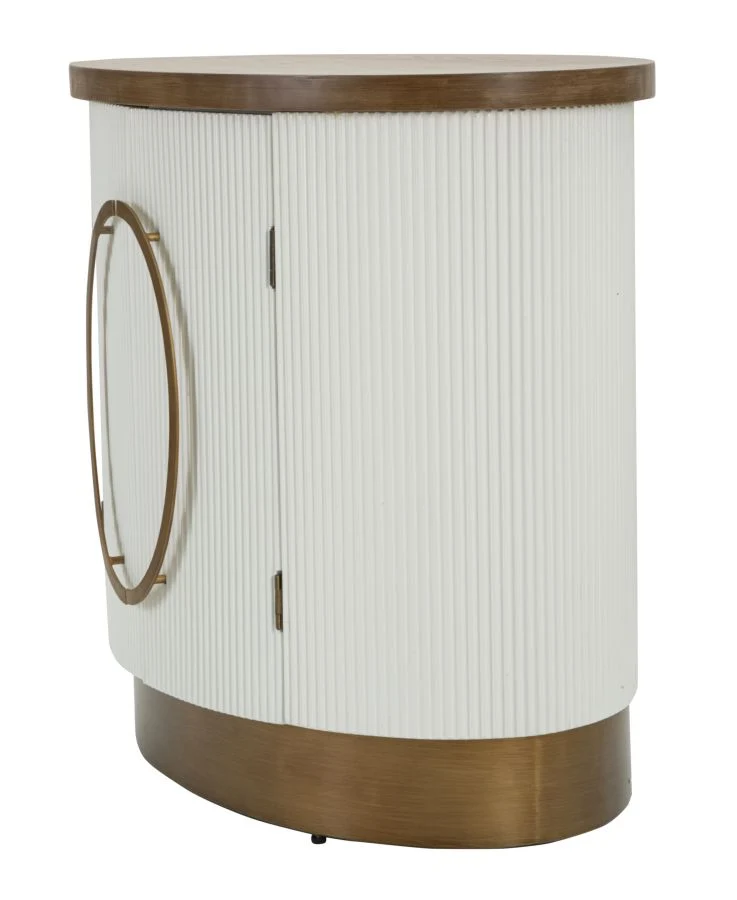 Mobiletto 2 Ante in Legno Bianco con Decorazioni in Rilievo 79x48x67 cm - TOLOSA