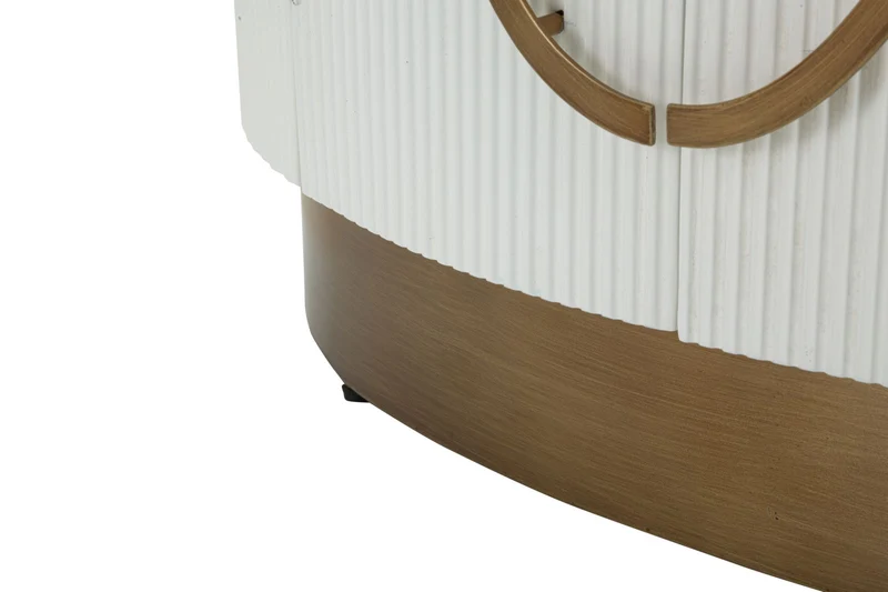Mobiletto 2 Ante in Legno Bianco con Decorazioni in Rilievo 79x48x67 cm - TOLOSA