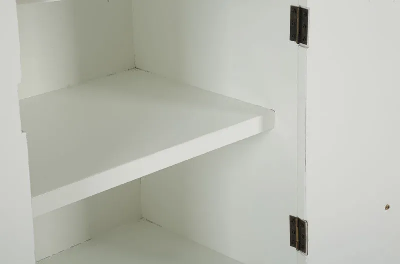 Mobiletto 2 Ante in Legno Bianco con Decorazioni in Rilievo 79x48x67 cm - TOLOSA