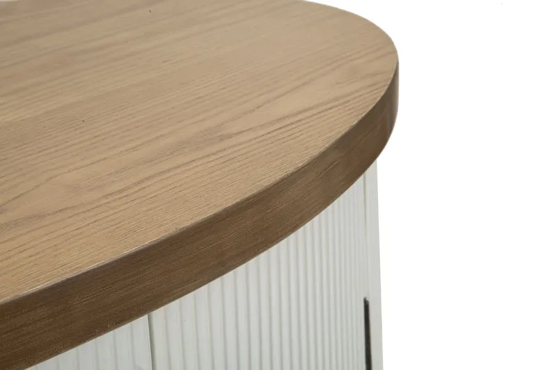 Mobiletto 2 Ante in Legno Bianco con Decorazioni in Rilievo 79x48x67 cm - TOLOSA