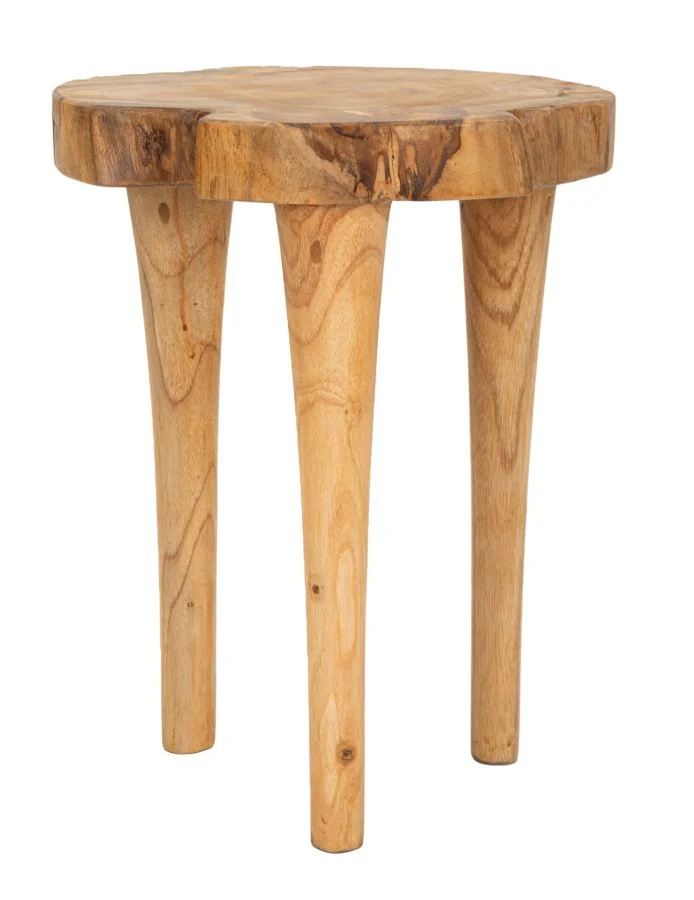 Sgabello rotondo in legno di teak riciclato 35x45 cm - KURSI
