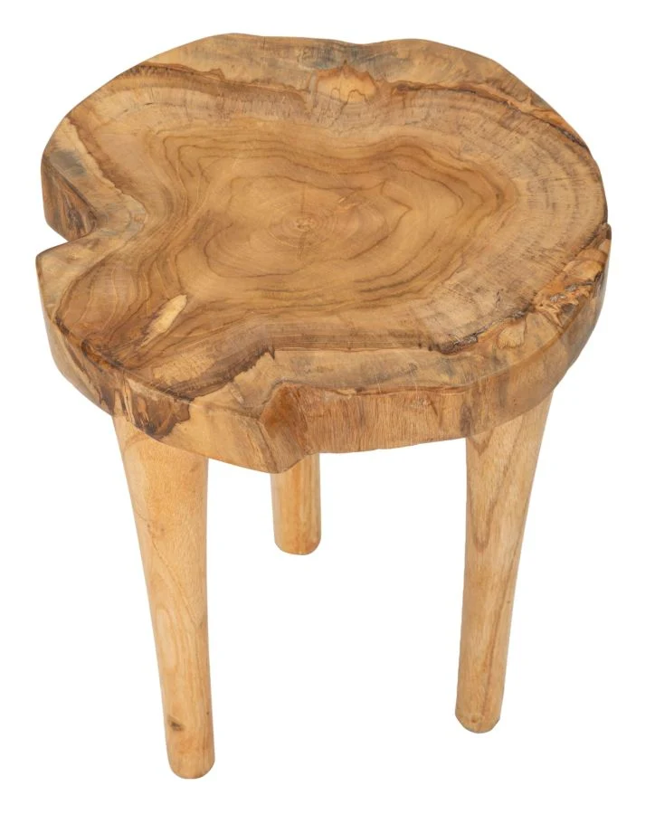 Sgabello rotondo in legno di teak riciclato 35x45 cm - KURSI