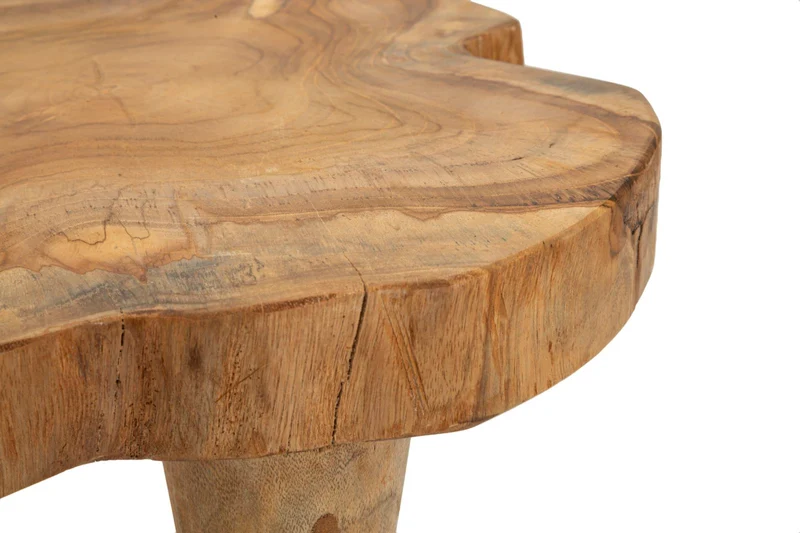 Sgabello rotondo in legno di teak riciclato 35x45 cm - KURSI