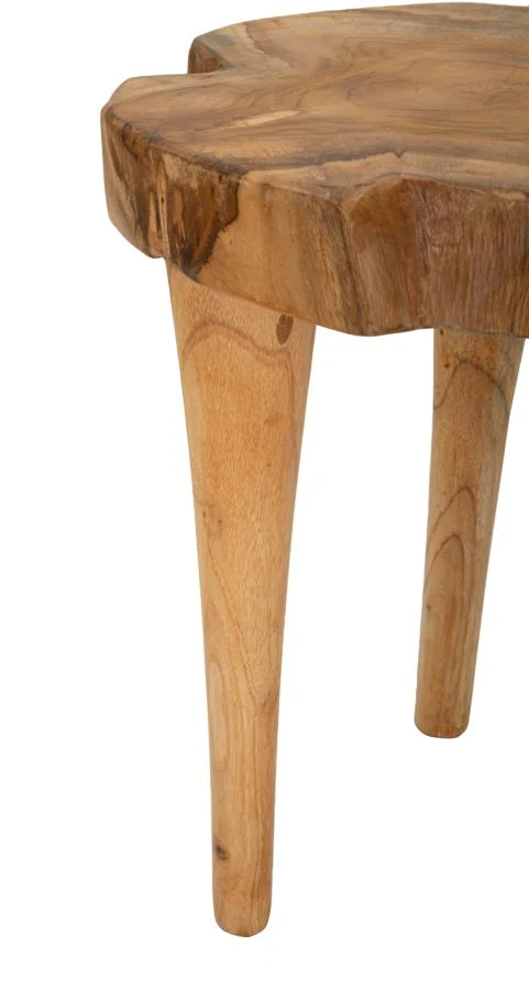 Sgabello rotondo in legno di teak riciclato 35x45 cm - KURSI